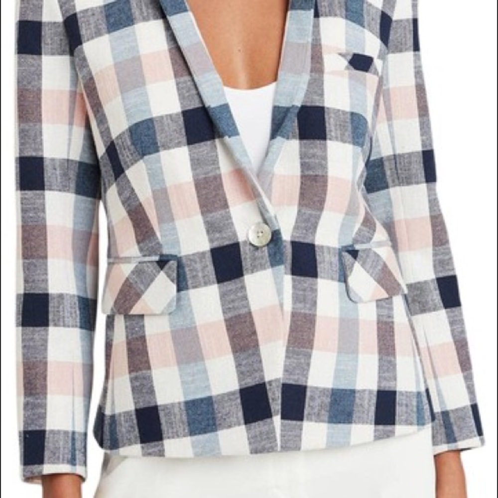 VERONICA BEARD Multicolour Upcollar Schoolboy Check Plaid Dickey Jacket Blazer